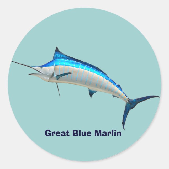 Blue Marlin Classic Round Sticker (Front)