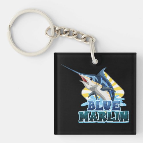 blue_marlin_fish_tshirt_with_carton_character keychain