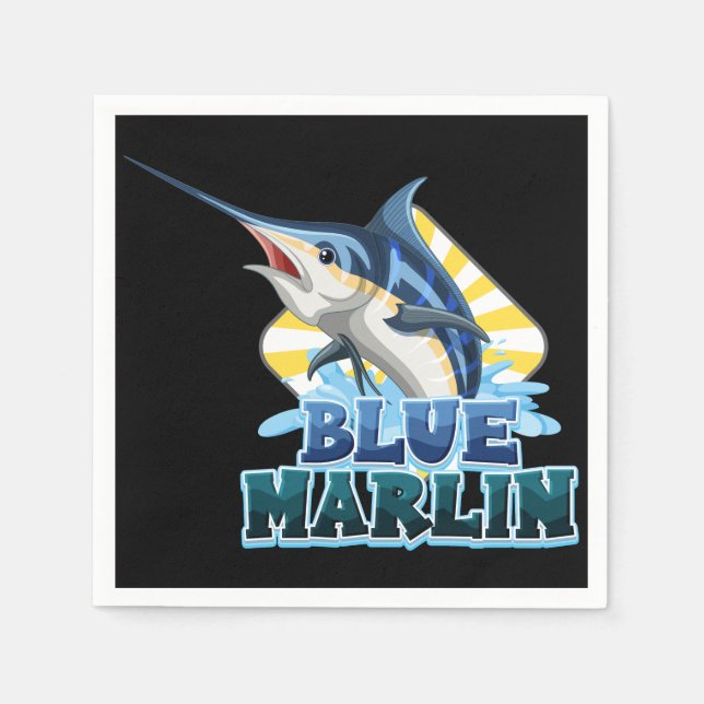 blue-marlin-fish-tshirt-with-carton-character napkins (Front)