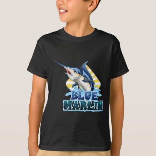 blue_marlin_fish_tshirt_with_carton_character T_Shirt