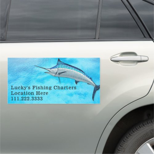 Blue Marlin Fishing Charter Business Car Magnet