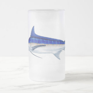 Blue Marlin Frosted Glass Beer Mug