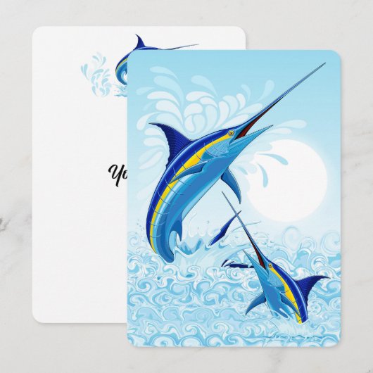 Blue Marlin Jumping out of Ocean (Front/Back)