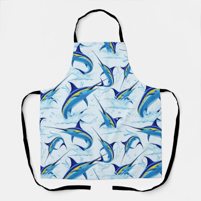Blue Marlin Jumping out of Ocean Apron (Front)