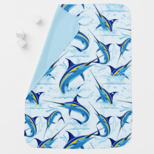 Blue Marlin Jumping out of Ocean Baby Blanket