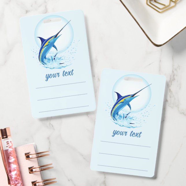 Blue Marlin Jumping out of Ocean Badge (Office)