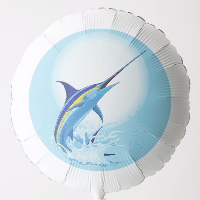 Blue Marlin Jumping out of Ocean Balloon (Front)