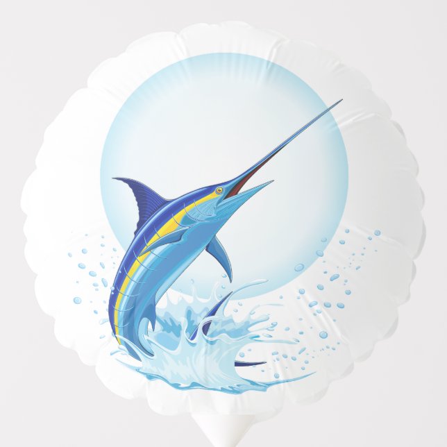 Blue Marlin Jumping out of Ocean Balloon (Front)