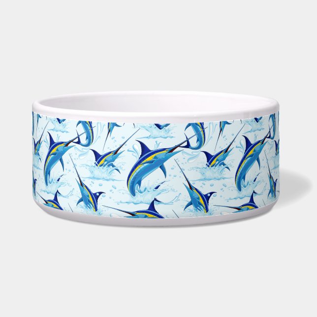 Blue Marlin Jumping out of Ocean Bowl (Front)