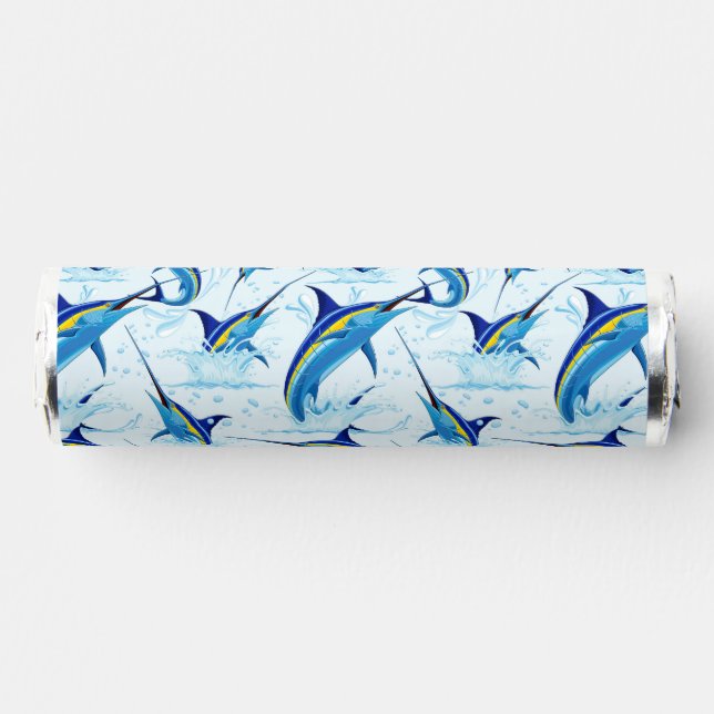Blue Marlin Jumping out of Ocean Breath Savers® Mints (Front)