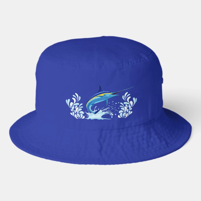 Blue Marlin Jumping out of Ocean Bucket Hat (Front)