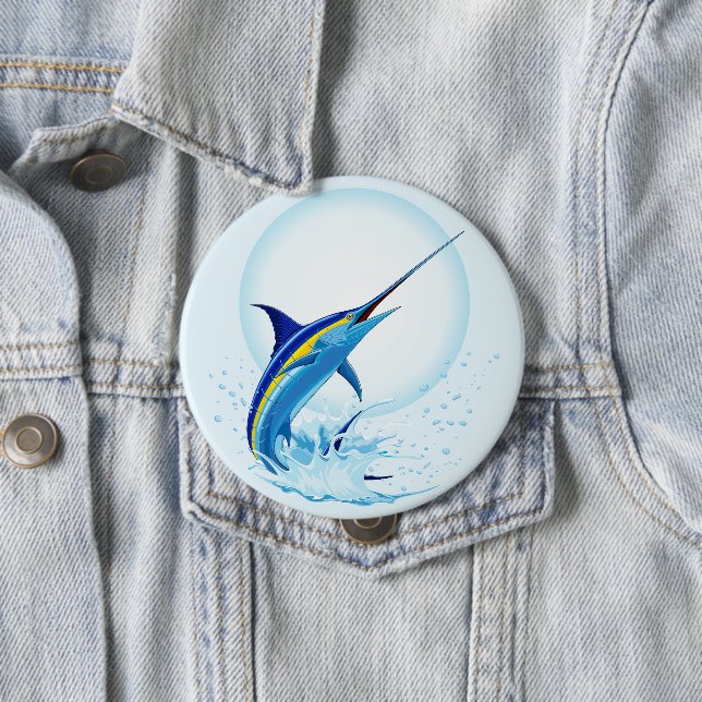 Blue Marlin Jumping out of Ocean Button (In Situ)