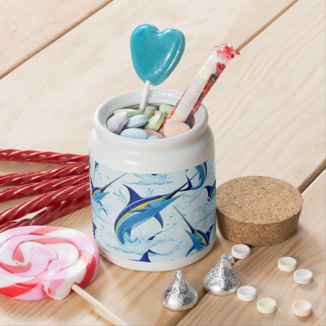 Blue Marlin Jumping out of Ocean Candy Jar (In Situ)