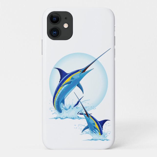 Blue Marlin Jumping out of Ocean Case-Mate iPhone Case (Back)