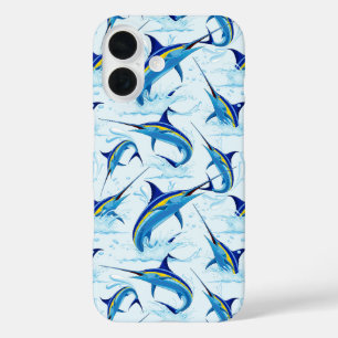 Blue Marlin Jumping out of Ocean iPhone 16 Case