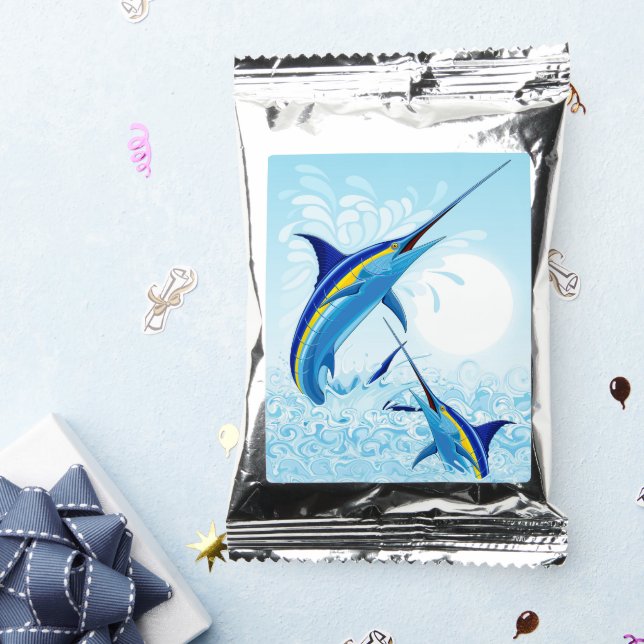 Blue Marlin Jumping out of Ocean Coffee Drink Mix (Packets)
