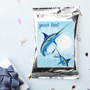 Blue Marlin Jumping out of Ocean Coffee Drink Mix