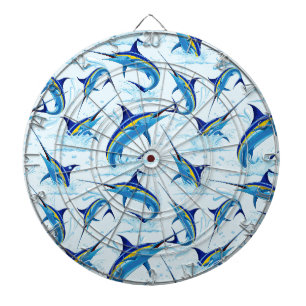 Blue Marlin Jumping out of Ocean Dart Board