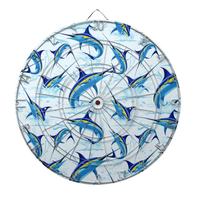 Blue Marlin Jumping out of Ocean Dart Board (Front)