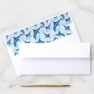 Blue Marlin Jumping out of Ocean Envelope Liner