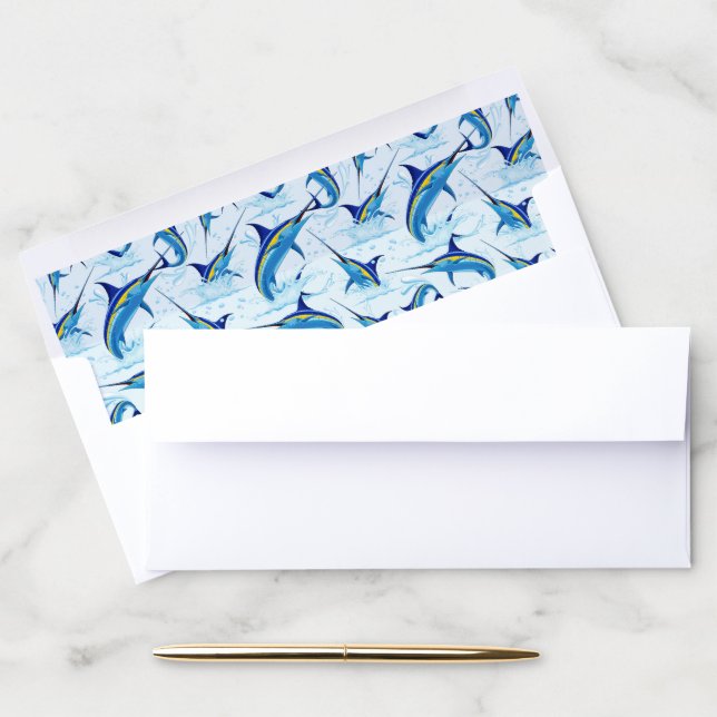 Blue Marlin Jumping out of Ocean Envelope Liner (Desk)