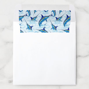 Blue Marlin Jumping out of Ocean Envelope Liner