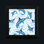 Blue Marlin Jumping out of Ocean Gift Box<br><div class="desc">Realistic illustration of a beautiful Marlin Fish Ocean Animal jumping out of ocean. Vector Art copyright BluedarkArt TheChameleonArt.</div>