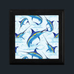Blue Marlin Jumping out of Ocean Gift Box<br><div class="desc">Realistic illustration of a beautiful Marlin Fish Ocean Animal jumping out of ocean. Vector Art copyright BluedarkArt TheChameleonArt.</div>