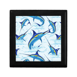 Blue Marlin Jumping out of Ocean Gift Box