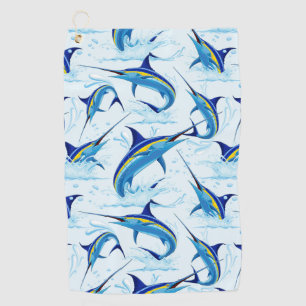 Blue Marlin Jumping out of Ocean Golf Towel