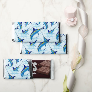 Blue Marlin Jumping out of Ocean Hershey Bar Favors