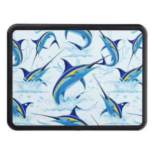 Blue Marlin Jumping out of Ocean Hitch Cover