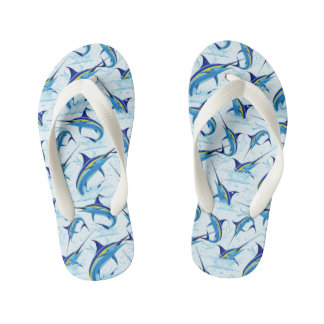 Blue Marlin Jumping out of Ocean Kid's Flip Flops