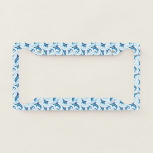 Blue Marlin Jumping out of Ocean License Plate Frame