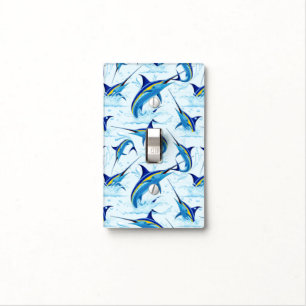 Blue Marlin Jumping out of Ocean Light Switch Cover