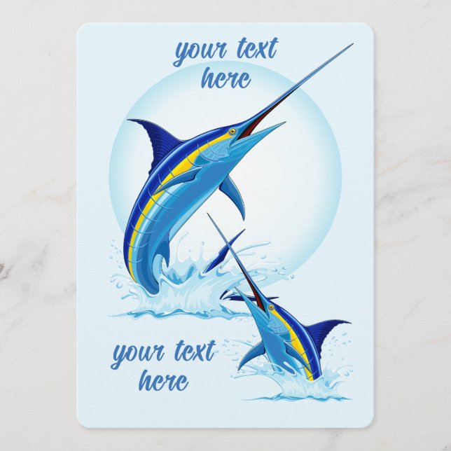 Blue Marlin Jumping out of Ocean Menu (Front)