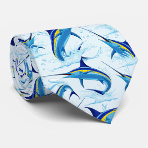 Blue Marlin Jumping out of Ocean Neck Tie