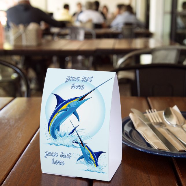 Blue Marlin Jumping out of Ocean Paper Table Tent (Insitu(Restaurant))