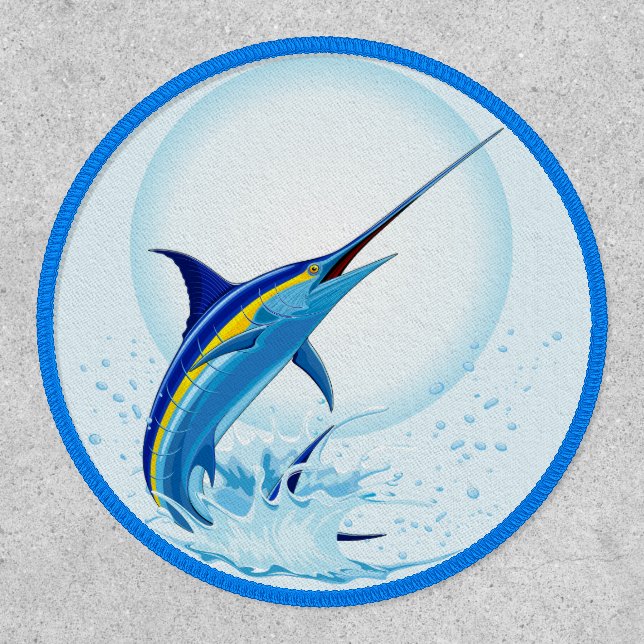 Blue Marlin Jumping out of Ocean Patch (Front)