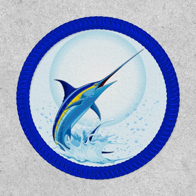 Blue Marlin Jumping out of Ocean Patch (Front)