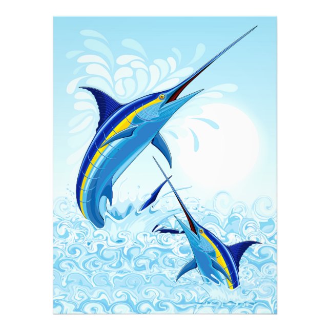 Blue Marlin Jumping out of Ocean Photo Print (Front)