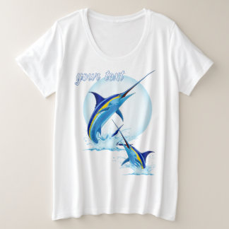 Blue Marlin Jumping out of Ocean Plus Size T-Shirt