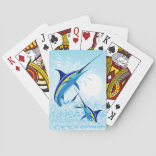 Blue Marlin Jumping out of Ocean Poker Cards