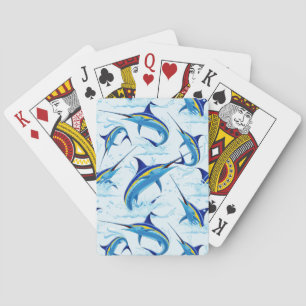 Blue Marlin Jumping out of Ocean Poker Cards
