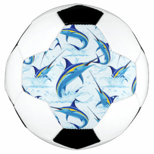 Blue Marlin Jumping out of Ocean Soccer Ball
