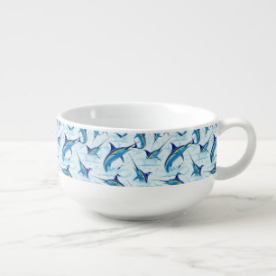 Blue Marlin Jumping out of Ocean Soup Mug