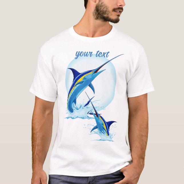 Blue Marlin Jumping out of Ocean T-Shirt (Front)