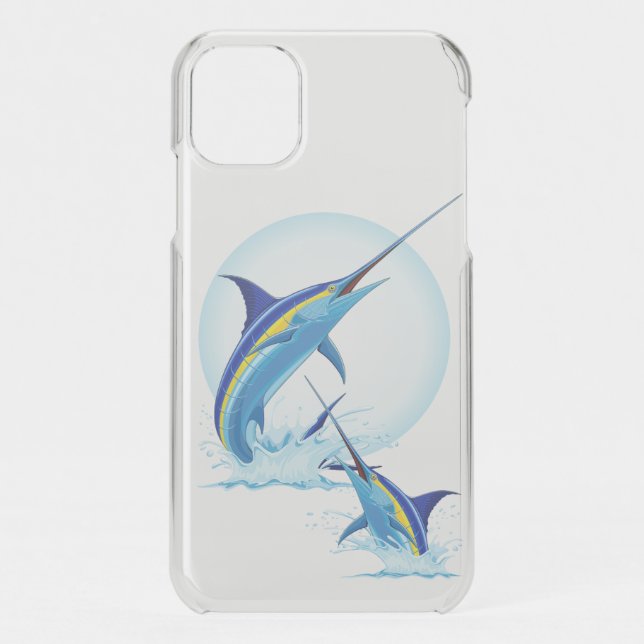 Blue Marlin Jumping out of Ocean Uncommon iPhone Case (Back)