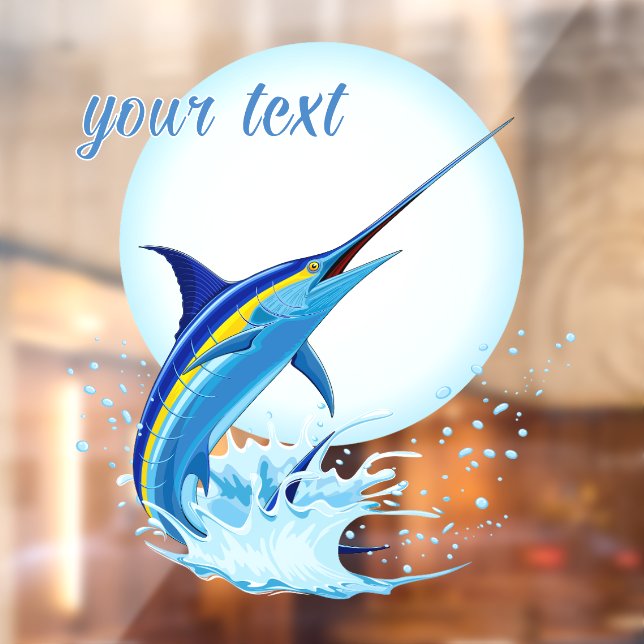 Blue Marlin Jumping out of Ocean Window Cling (Sheet 2)