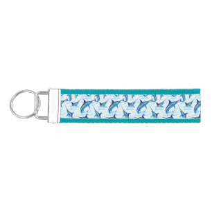 Blue Marlin Jumping out of Ocean Wrist Keychain